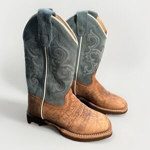 Old West Western Boots Kids 9.0 D Leather Row Stitch Tan BSC1944